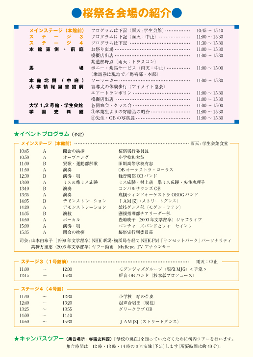 桜祭各会場の紹介